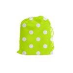 Polka Dots - White on Fluorescent Yellow Drawstring Pouch (M)