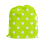 Polka Dots - White on Fluorescent Yellow Drawstring Pouch (XXl)