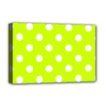Polka Dots - White on Fluorescent Yellow Deluxe Canvas 18  x 12  (Stretched)