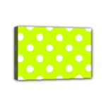 Polka Dots - White on Fluorescent Yellow Mini Canvas 6  x 4  (Stretched)
