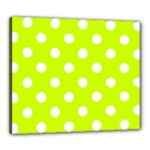 Polka Dots - White on Fluorescent Yellow Canvas 24  x 20  (Stretched)