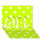 Polka Dots - White on Fluorescent Yellow GIRL 3D Greeting Card (7x5)