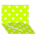 Polka Dots - White on Fluorescent Yellow Heart Bottom 3D Greeting Card (7x5)
