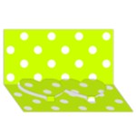 Polka Dots - White on Fluorescent Yellow Twin Heart Bottom 3D Greeting Card (8x4)