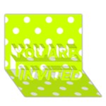 Polka Dots - White on Fluorescent Yellow YOU ARE INVITED 3D Greeting Card (7x5)