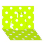 Polka Dots - White on Fluorescent Yellow Apple 3D Greeting Card (7x5)