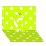 Polka Dots - White on Fluorescent Yellow Ribbon 3D Greeting Card (7x5)
