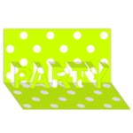 Polka Dots - White on Fluorescent Yellow PARTY 3D Greeting Card (8x4)