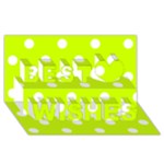 Polka Dots - White on Fluorescent Yellow Best Wish 3D Greeting Card (8x4)