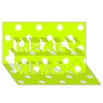 Polka Dots - White on Fluorescent Yellow Merry Xmas 3D Greeting Card (8x4)