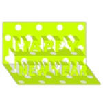 Polka Dots - White on Fluorescent Yellow Happy New Year 3D Greeting Card (8x4)