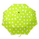 Polka Dots - White on Fluorescent Yellow Folding Umbrella