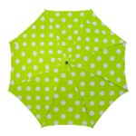 Polka Dots - White on Fluorescent Yellow Golf Umbrella