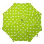 Polka Dots - White on Fluorescent Yellow Hook Handle Umbrella (Medium)