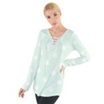 Polka Dots - White on Pale Green Women s Tie Up Tee
