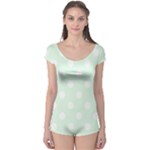 Polka Dots - White on Pale Green Boyleg Leotard (Ladies)