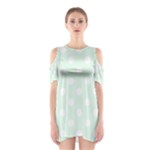 Polka Dots - White on Pale Green Women s Cutout Shoulder Dress