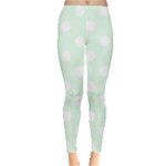 Polka Dots - White on Pale Green Women s Leggings