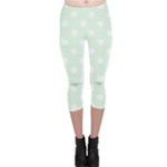 Polka Dots - White on Pale Green Capri Leggings