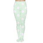 Polka Dots - White on Pale Green Women s Tights