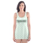 Polka Dots - White on Pale Green Skater Dress Swimsuit