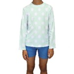 Polka Dots - White on Pale Green Kid s Long Sleeve Swimwear