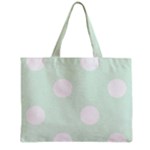 Polka Dots - White on Pale Green Zipper Mini Tote Bag