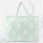 Polka Dots - White on Pale Green Zipper Large Tote Bag