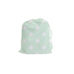 Polka Dots - White on Pale Green Drawstring Pouch (S)