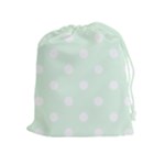 Polka Dots - White on Pale Green Drawstring Pouch (XL)