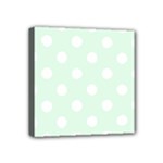 Polka Dots - White on Pale Green Mini Canvas 4  x 4  (Stretched)