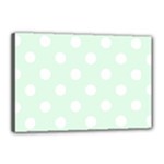 Polka Dots - White on Pale Green Canvas 18  x 12  (Stretched)