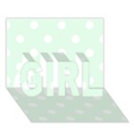 Polka Dots - White on Pale Green GIRL 3D Greeting Card (7x5)