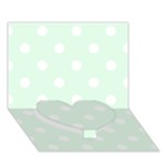 Polka Dots - White on Pale Green Heart Bottom 3D Greeting Card (7x5)