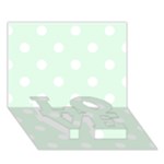 Polka Dots - White on Pale Green LOVE Bottom 3D Greeting Card (7x5)