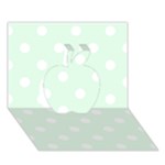 Polka Dots - White on Pale Green Apple 3D Greeting Card (7x5)
