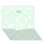 Polka Dots - White on Pale Green Circle 3D Greeting Card (7x5)