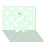 Polka Dots - White on Pale Green Ribbon 3D Greeting Card (7x5)