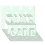 Polka Dots - White on Pale Green TAKE CARE 3D Greeting Card (7x5)