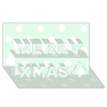 Polka Dots - White on Pale Green Merry Xmas 3D Greeting Card (8x4)