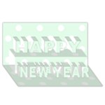 Polka Dots - White on Pale Green Happy New Year 3D Greeting Card (8x4)