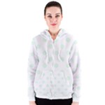 Polka Dots - Pale Green on White Women s Zipper Hoodie
