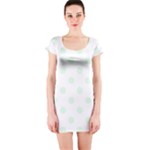 Polka Dots - Pale Green on White Short Sleeve Bodycon Dress