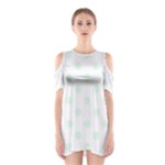 Polka Dots - Pale Green on White Women s Cutout Shoulder Dress