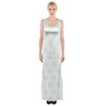 Polka Dots - Pale Green on White Maxi Thigh Split Dress