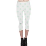 Polka Dots - Pale Green on White Capri Leggings