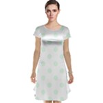 Polka Dots - Pale Green on White Cap Sleeve Nightdress