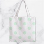 Polka Dots - Pale Green on White Zipper Grocery Tote Bag