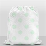 Polka Dots - Pale Green on White Drawstring Bag (Small)