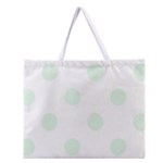 Polka Dots - Pale Green on White Zipper Large Tote Bag